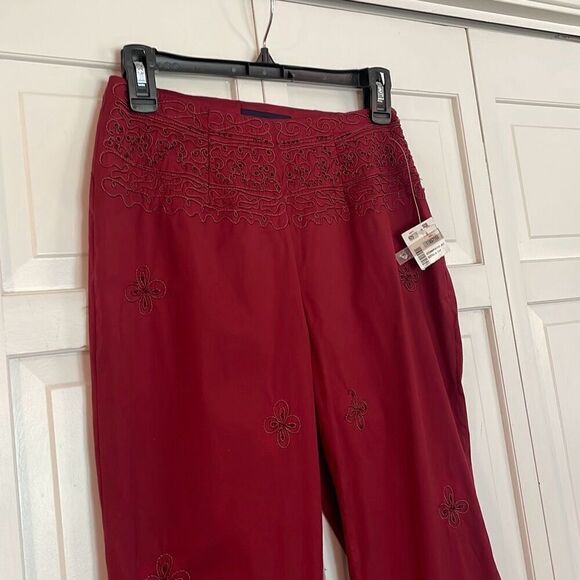 Piazza Sempione NWT red embroidered cropped pant size 6 - Picture 3 of 13